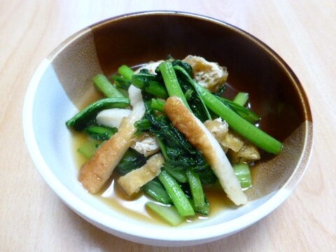 小松菜、油揚げ、ちくわの炒め物